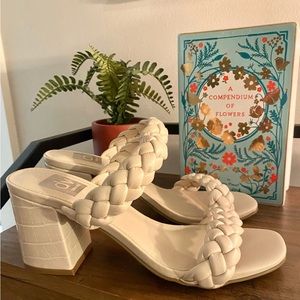 Dolce Vita Tessa Braided Slip On Heeled Sandals, Ivory, Size 7